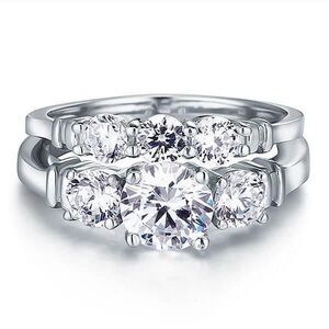 Italo Three Stone Wrap Design Created White Sapphire Bridal Set